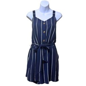 Blue Striped Romper with Shorts - Reitmans Size Small